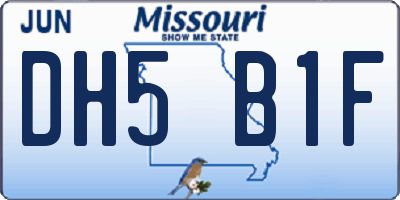 MO license plate DH5B1F
