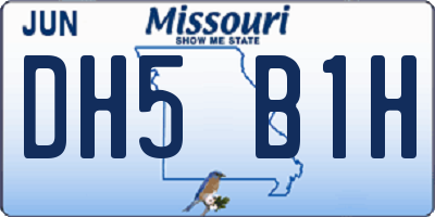 MO license plate DH5B1H
