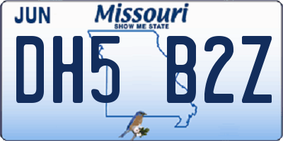MO license plate DH5B2Z