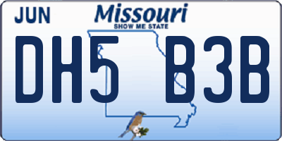 MO license plate DH5B3B