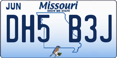 MO license plate DH5B3J