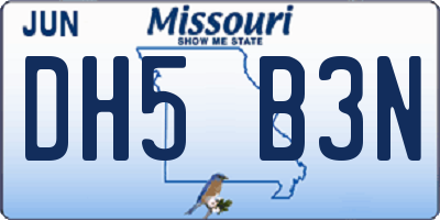 MO license plate DH5B3N