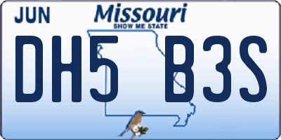 MO license plate DH5B3S