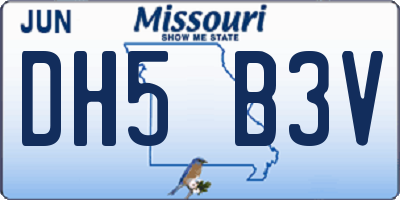 MO license plate DH5B3V