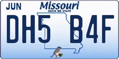 MO license plate DH5B4F
