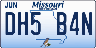 MO license plate DH5B4N