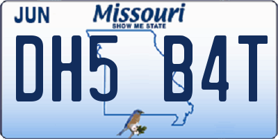 MO license plate DH5B4T