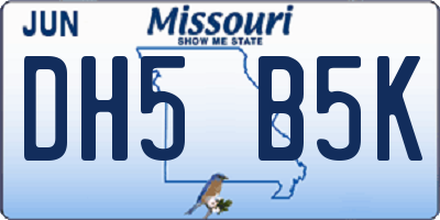 MO license plate DH5B5K