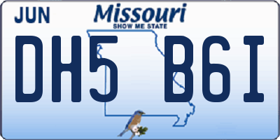 MO license plate DH5B6I