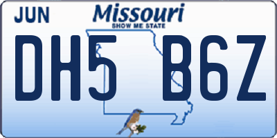 MO license plate DH5B6Z