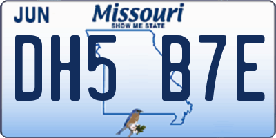 MO license plate DH5B7E