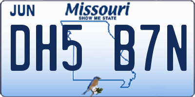 MO license plate DH5B7N