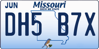 MO license plate DH5B7X