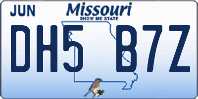 MO license plate DH5B7Z