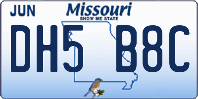 MO license plate DH5B8C