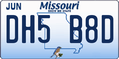 MO license plate DH5B8D
