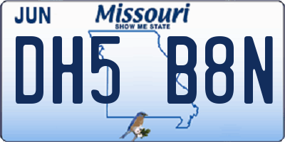 MO license plate DH5B8N