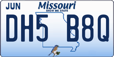 MO license plate DH5B8Q