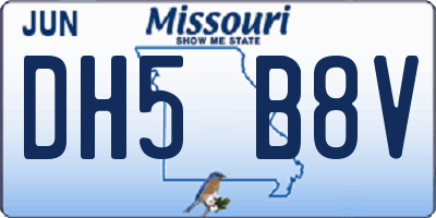 MO license plate DH5B8V
