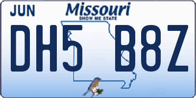 MO license plate DH5B8Z