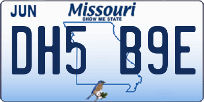 MO license plate DH5B9E