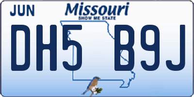 MO license plate DH5B9J