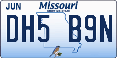 MO license plate DH5B9N