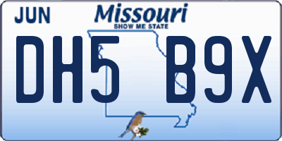 MO license plate DH5B9X