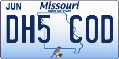 MO license plate DH5C0D