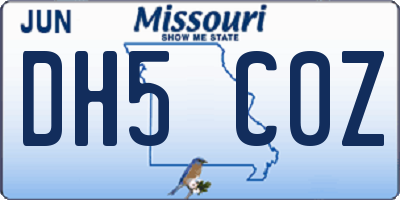 MO license plate DH5C0Z