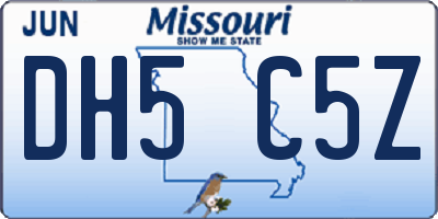 MO license plate DH5C5Z