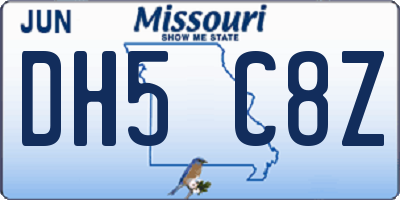 MO license plate DH5C8Z