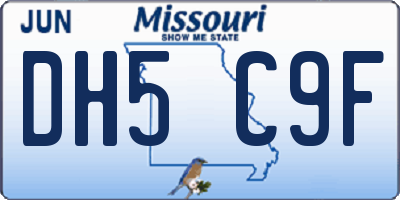 MO license plate DH5C9F