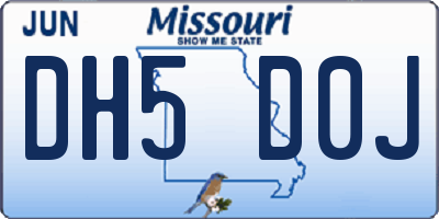 MO license plate DH5D0J