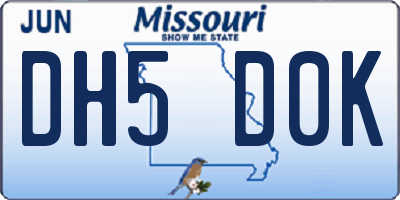 MO license plate DH5D0K