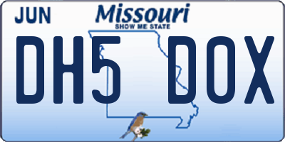 MO license plate DH5D0X