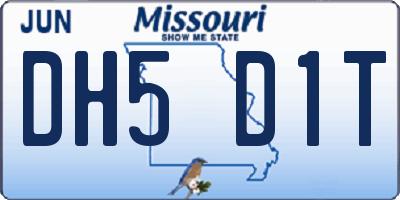 MO license plate DH5D1T