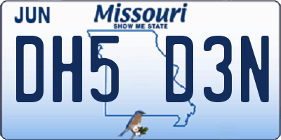 MO license plate DH5D3N