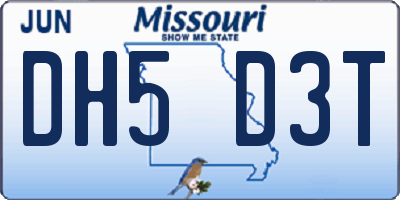 MO license plate DH5D3T