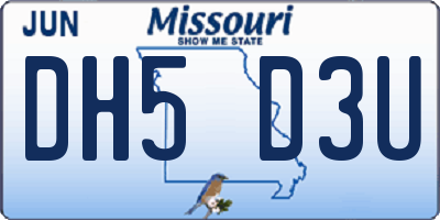 MO license plate DH5D3U