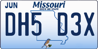 MO license plate DH5D3X
