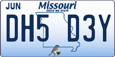 MO license plate DH5D3Y