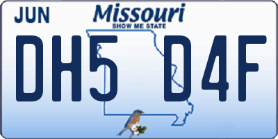 MO license plate DH5D4F