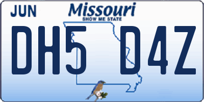 MO license plate DH5D4Z