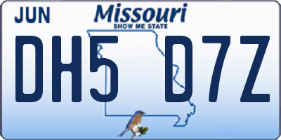 MO license plate DH5D7Z
