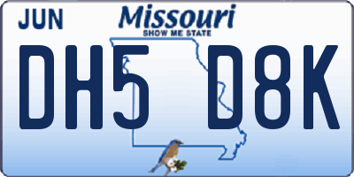 MO license plate DH5D8K