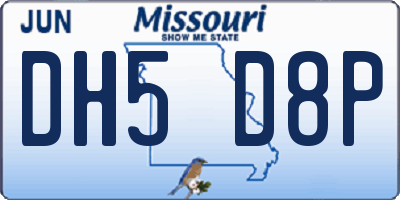 MO license plate DH5D8P