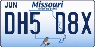MO license plate DH5D8X