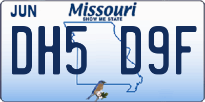 MO license plate DH5D9F