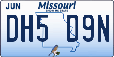 MO license plate DH5D9N